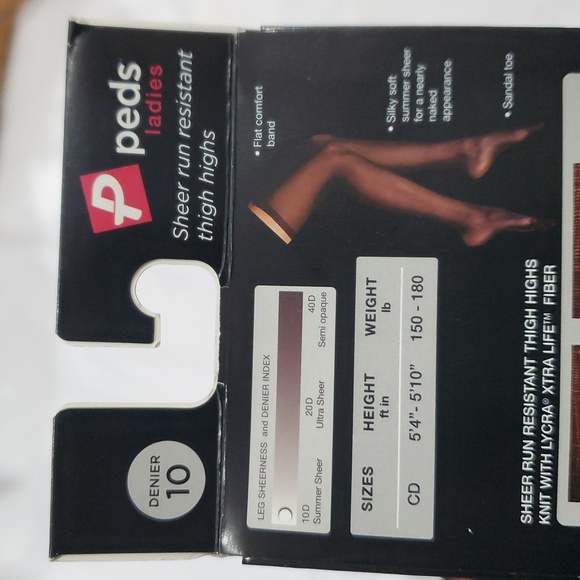 Peds 2pack  silky‎ soft summer 10 sheer leg thigh highs stocking CD Nude nrw - Picture 4 of 6